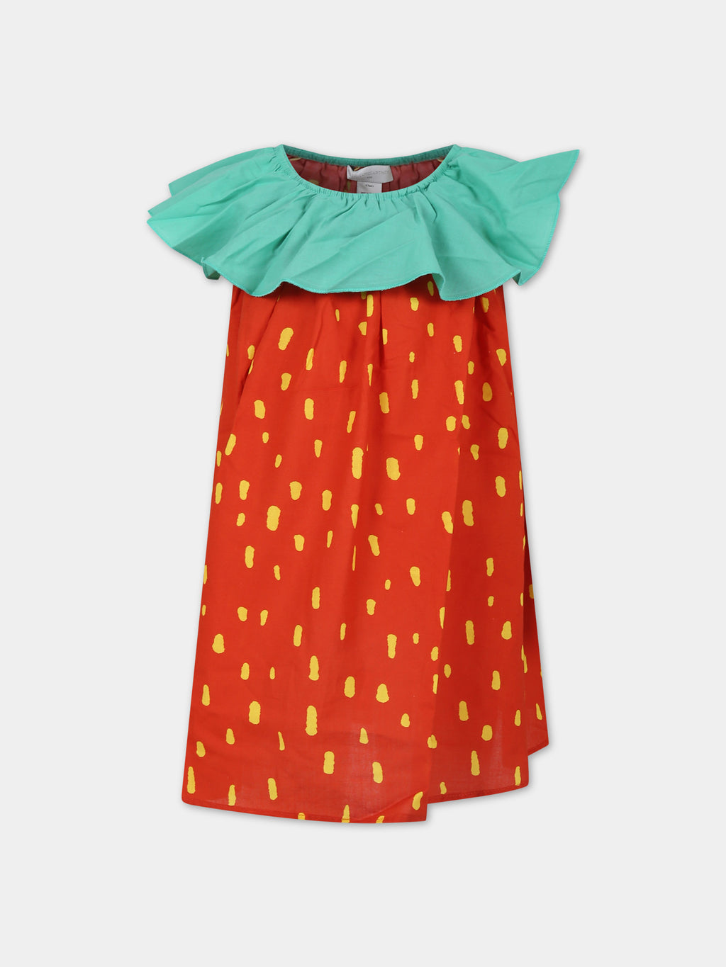 Red dress for girl with all-over print